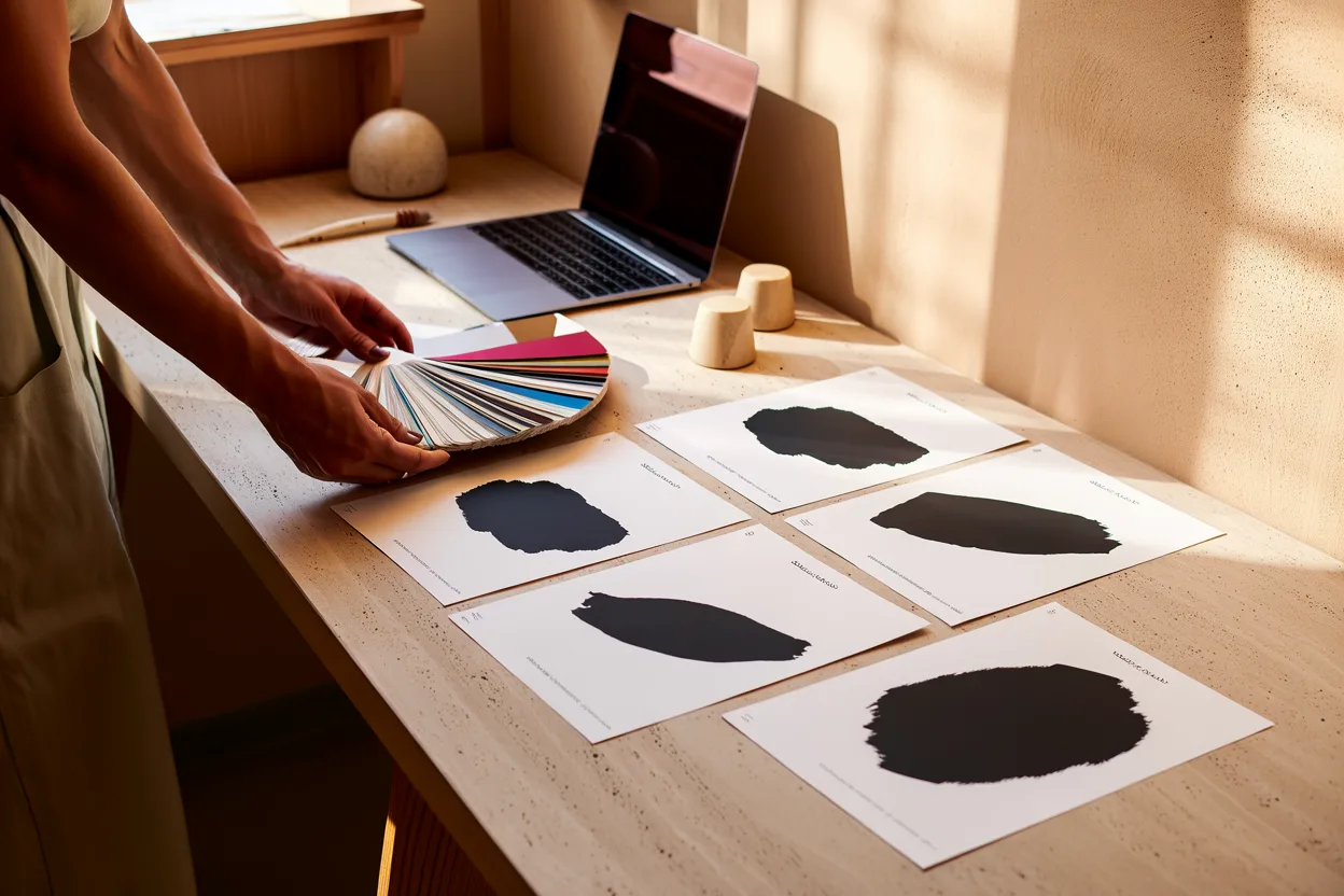 Designers arranging brand studies and swatches